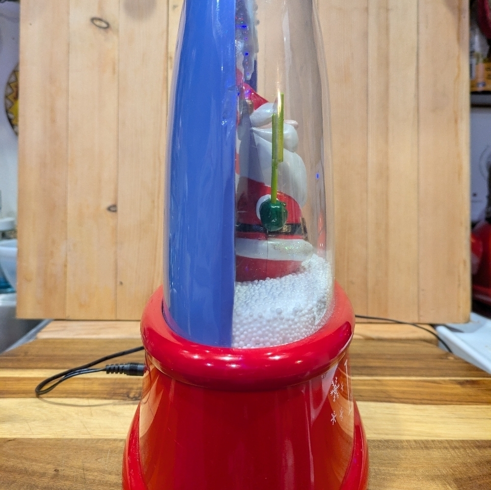 Festive Snow Globe with Santa and Snowman - Red Base Plays Christmas Music 14x13 - Picture 5 of 7
